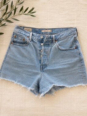 Levi's Ribcage Denim Shorts with Frayed Hem